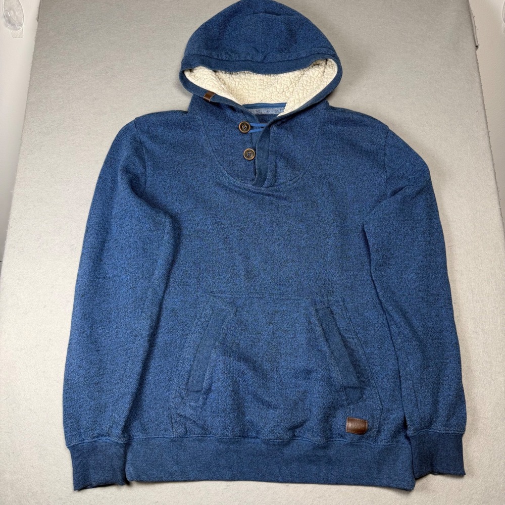 Billabong Hudson Hoodie Mens Medium Blue Sherpa Lined Pullover Marled Textured